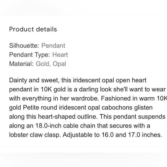 Iridescent Opal Open heart Pendant - Picture 2 of 6